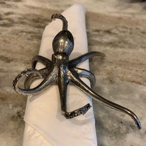 Pewter Octopus napkin rings, set of 3